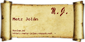 Metz Jolán névjegykártya